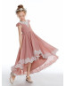 Ivory Lace Dusty Rose Chiffon High Low Junior Bridesmaid Dress